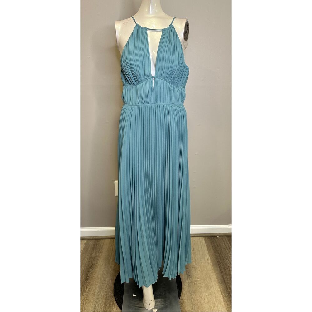 Jonathan Simkhai Teal Pleated Midi Dress
